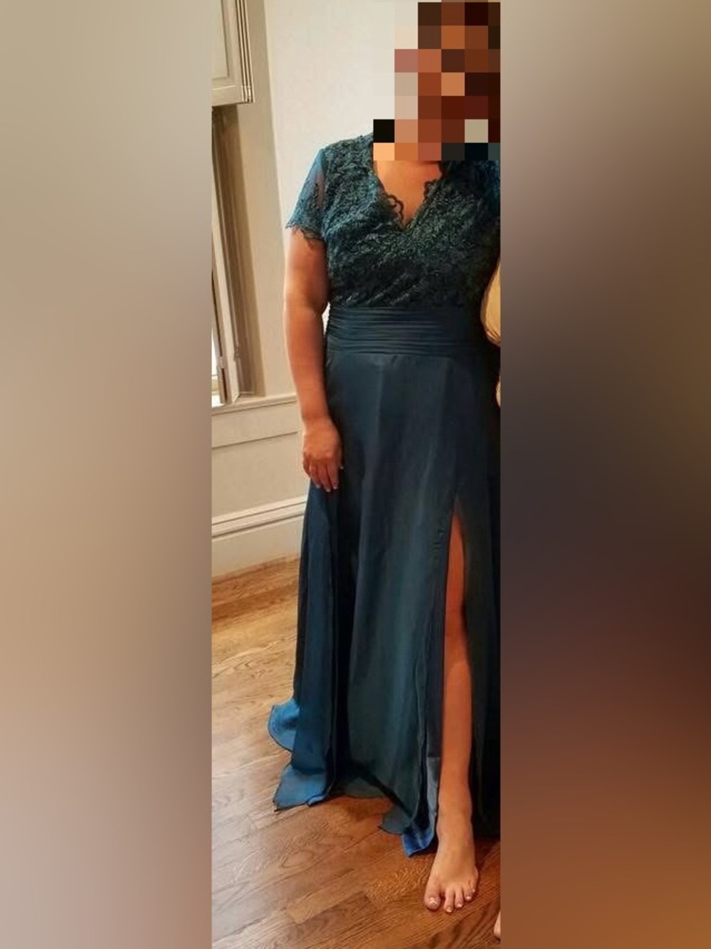 Elegant Teal Lace Bodice Wedding Dress